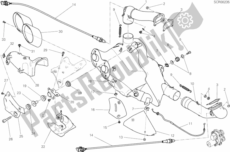 All parts for the Exhaust System of the Ducati Diavel Xdiavel S Thailand 1260 2019